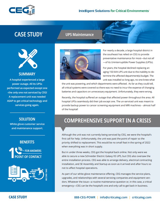 CEG UPS maintenance case study