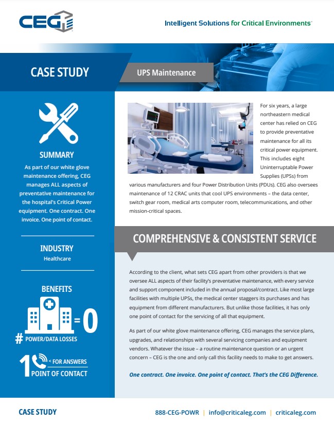 CEG UPS maintenance case study